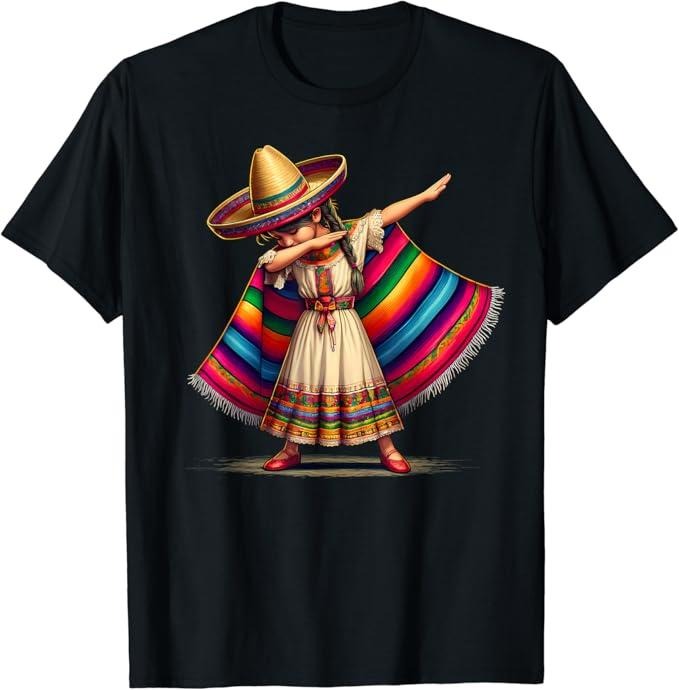 Funny Mexican Shirts, Funny Dabbing Mexican Poncho Sombrero Cinco de Mayo Girl T-Shirt Menswear Top Casual Classic Hoodie...