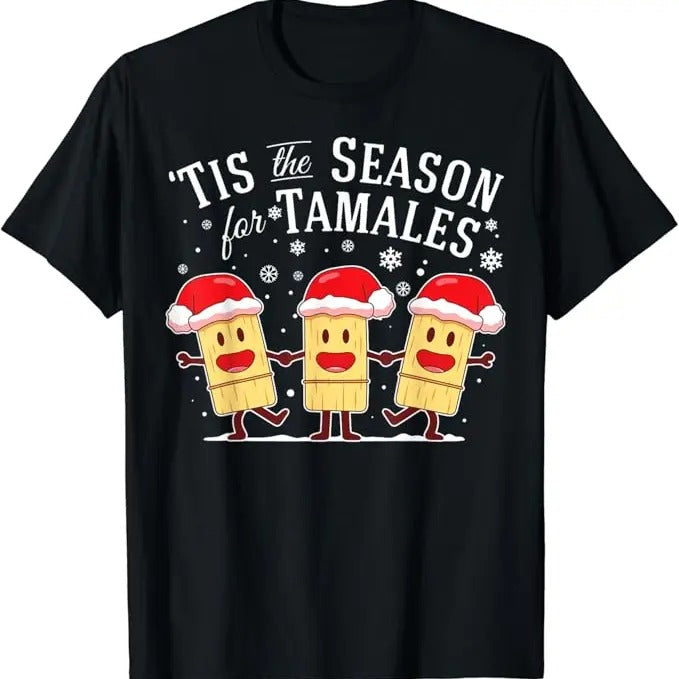 Funny Mexican Shirts, Tis The Season For Tamales Christmas Funny Mexican T-Shirt Menswear Top Casual Classic Hoodie,...