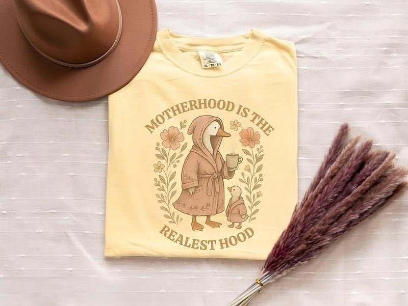 Funny Mom Shirt Comfort Colors, Silly Goose Mom, Motherhood is the Realest Hood Tshirt, Boho, Mom Gift, Retro Mama Tee,...