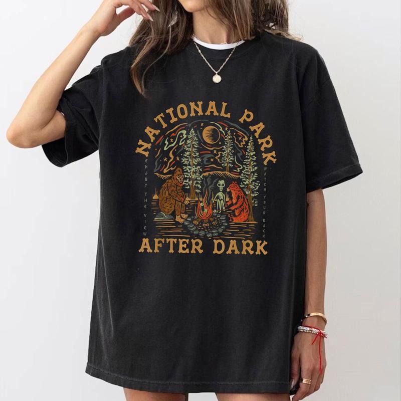 Funny National Park After Dark Shirt, Adventure Bigfoot National Park Vintage Shirt Hoodie, Sweatshirt | PrintMintTees.com