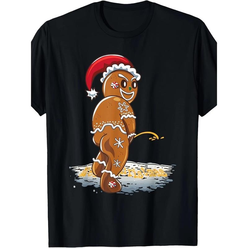 Funny Naughty Gingerbread Man Merry Christmas Yellow Snow T-Shirt-100% Cotton 220g made in usa Hoodie Sweatshirt
