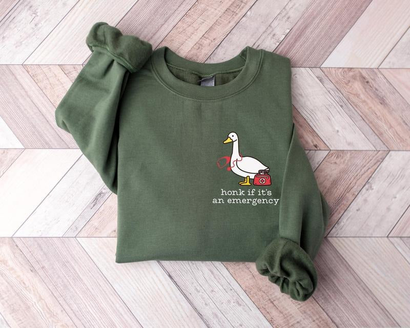 Funny Nurse Shirt, Honk if It's An Emergency Sweatshirt, ER Nurse Sweatshirt, Nurse Silly Goose Tee, ER Nurse Gift, EMT...