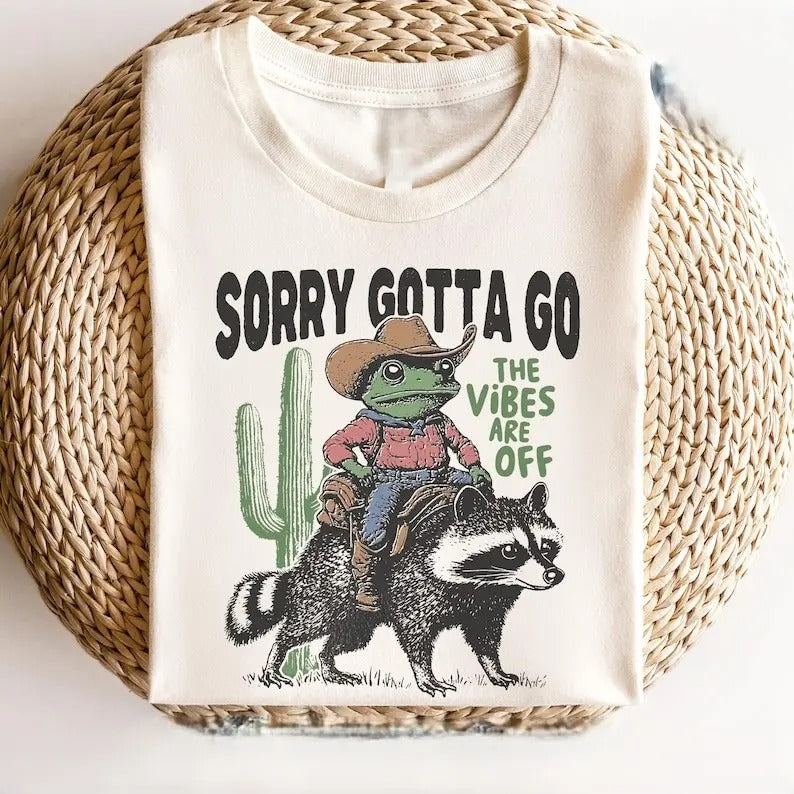 Funny Raccoon Graphic Tshirt, Cowboy Frog Trendy Retro T-Shirt, Oversized Tee Streetwear Top Womenswear Summer Hoodie...