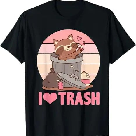 Funny Raccoon Shirt, Cute Retro Raccoon I Love Trash Funny Racoons Animal Lovers T-Shirt For Men