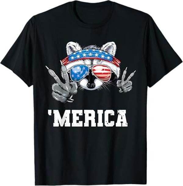 Funny Raccoon Shirt Funny Merica Raccoon USA Flag Funny Available Size S 5XL Vintage Raccoon Shirt Hoodie Sweatshirt