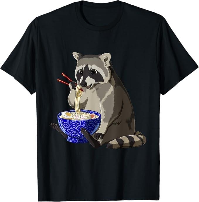 Funny Raccoon Shirt, Japanese Noodles Kawaii Ramen Bowl Funny Raccoon T-Shirt For Men