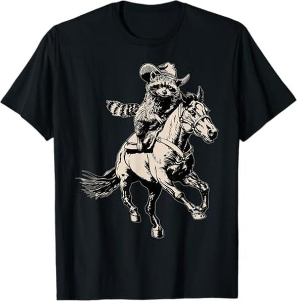 Funny Raccoon Shirt Vintage Cowboy Racoon Riding Horse Funny Western Retro 90s Funny Raccoon Available Size S 5XL Vintage Raccoon T-Shirts, Hoodie, Sweatshirt