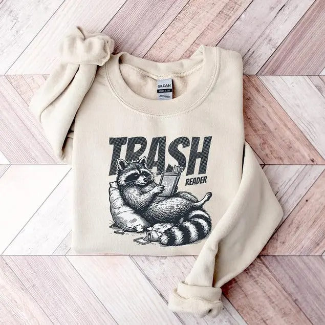 Funny Raccoon Trash Reader Sweatshirt, Funny Bookish Tee for Smut Readers, Teacher Hoodie,Librarian Tee, Book Club Gift,...