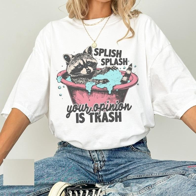Funny Raccoon Tshirt , Meme Raccoon Gifts,  Funny Graphic Shirt, Vintage Shirts, Raccoons Top Womenswear Summer Hoodie...