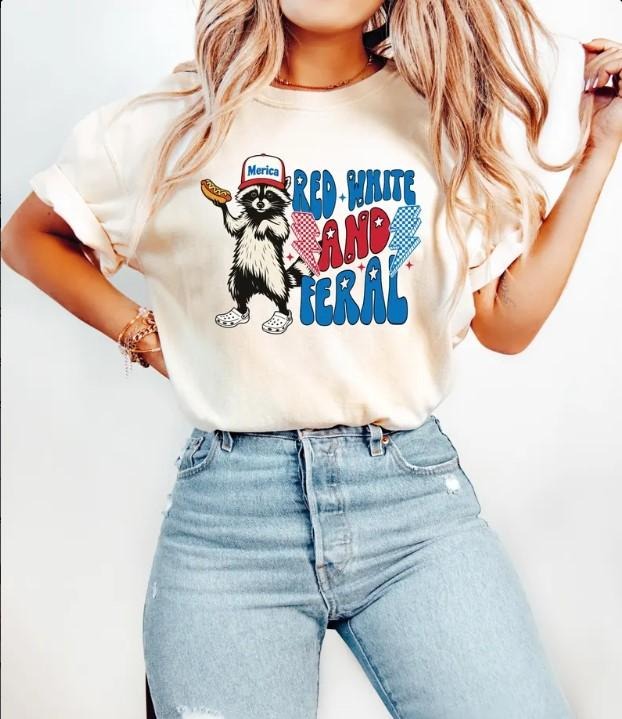 Funny Racoon Tshirt, Retro 4th of July 90s Graphic Tee Hoodie Sweatshirt | PrintMintTees.com