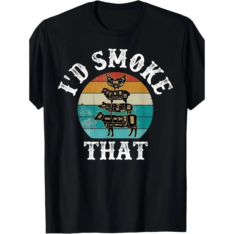 Funny Retro BBQ Party Smoker Chef Dad Gift - I'd Smoke That T-Shirt made in usa Hoodie Sweatshirt | PrintMintTees.com