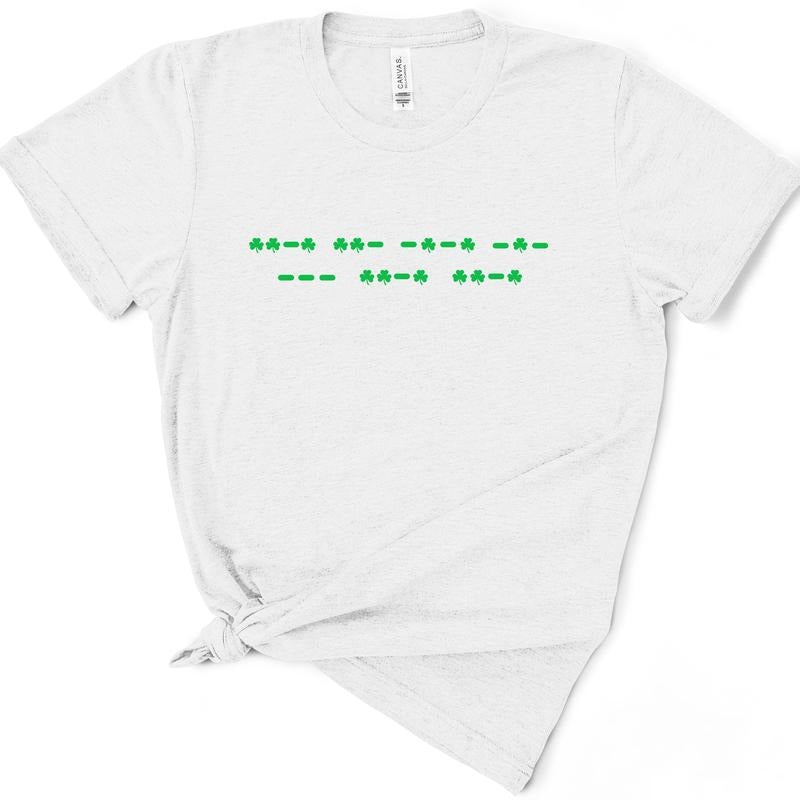 Funny Shamrock F*ck Off Morse Code TShirt Hoodie Sweatshirt | PrintMintTees.com