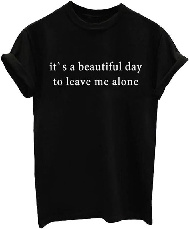 Funny Shirts For Women, Letter Print Short Sleeve O Neck Women T Shirt Top Womenswear Casual Cotton Hoodie, Sweatshirt