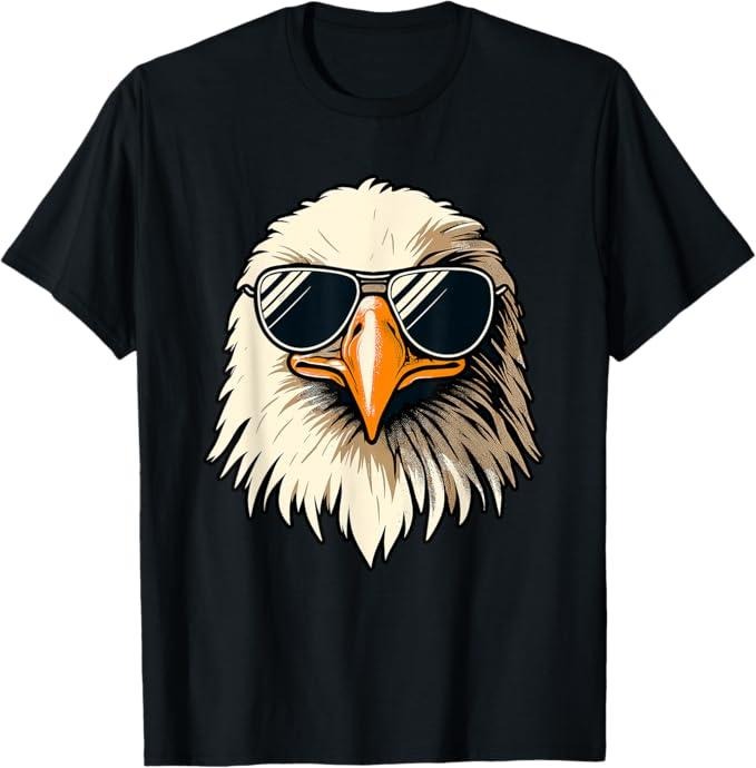 Funny Shirts for Men, Bald Eagle in Sunglasses Men Women Funny Eagle T-Shirt