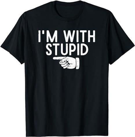 Funny Shirts I'M Stupid Left Pointing Hand Funny Friend Family Menswear Top Casual Cotton Shirt Hoodie Sweatshirt