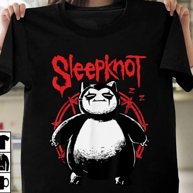 Funny Slipknot Sleepknot Snorlax T-Shirt Metal Band Shirt Cotton Graphic Tee Hoodie Sweatshirt | PrintMintTees.com