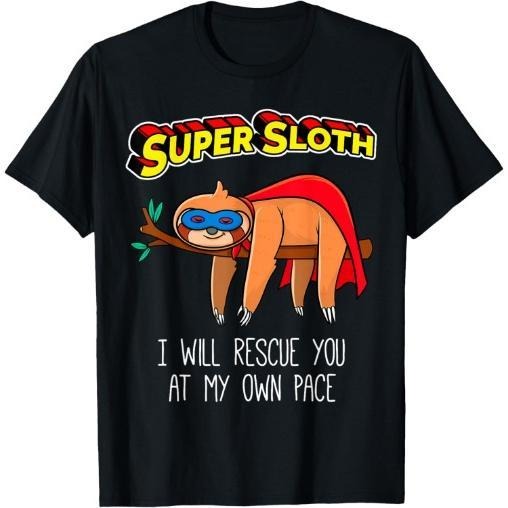 Funny Sloth Superhero Super Sloth Hero Gift T-Shirt Made in USA Hoodie Sweatshirt | PrintMintTees.com