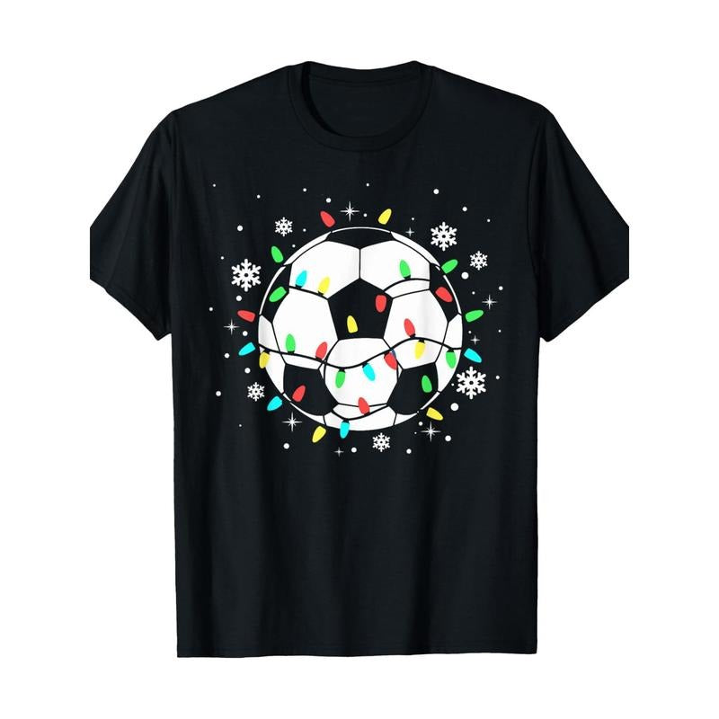 Funny Soccer Player Xmas Lights Soccer Christmas T-Shirt-220g 100% Cotton made in usa Hoodie Sweatshirt | PrintMintTees.com