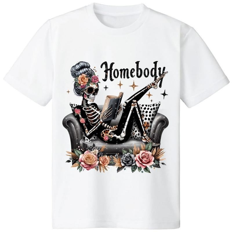 Funny T-shirts, otaku skulls, funny girl sublimation, funny introvert, sarcastic, mean skulls, messy hair, short sleeves,...