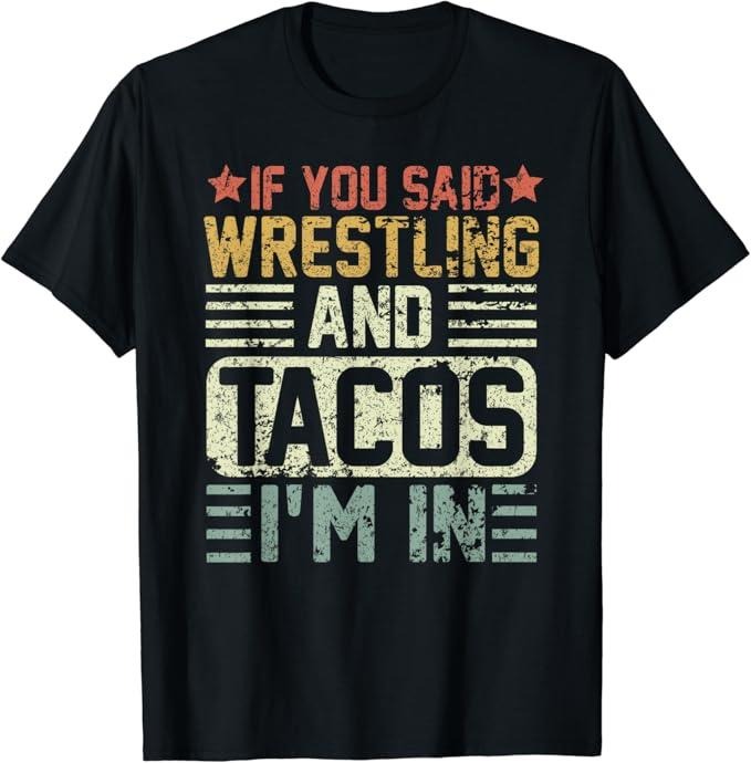 Funny Taco Shirts, Gifts For Mexican Food Lovers, Vintage Funny Wrestling And Tacos Novelty Sports T-Shirt Menswear Top...
