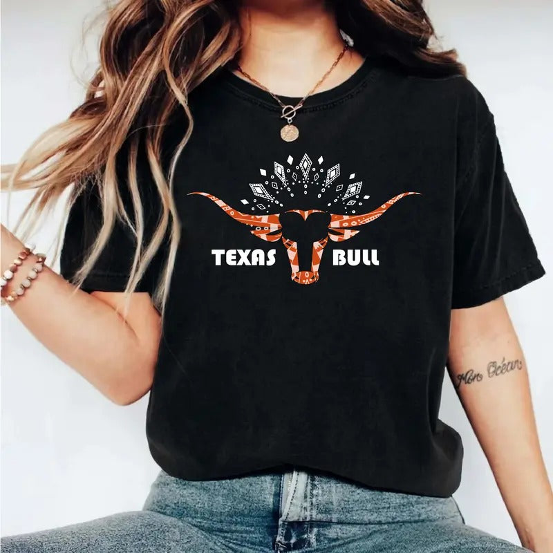 Funny Texas T-Shirt, Bull Texas Shirt, Texas Travel Gift Tee, Texas Vacation Tee, Western Texas Shirt, Texas State Short...