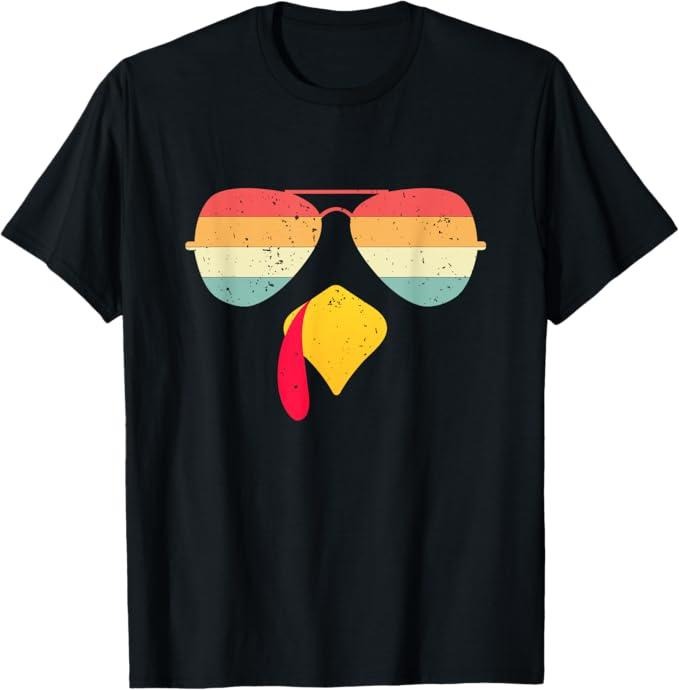 Funny Thanksgiving Shirts Cool Turkey Face Sunglasses Funny Thanksgiving Menswear Top T-Shirts, Hoodie, Sweatshirt