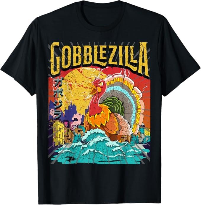Funny Thanksgiving Shirts, Turkey Day Thanksgiving Gobblezilla T-Shirt - Menswear Top Hoodie Sweatshirt | PrintMintTees.com