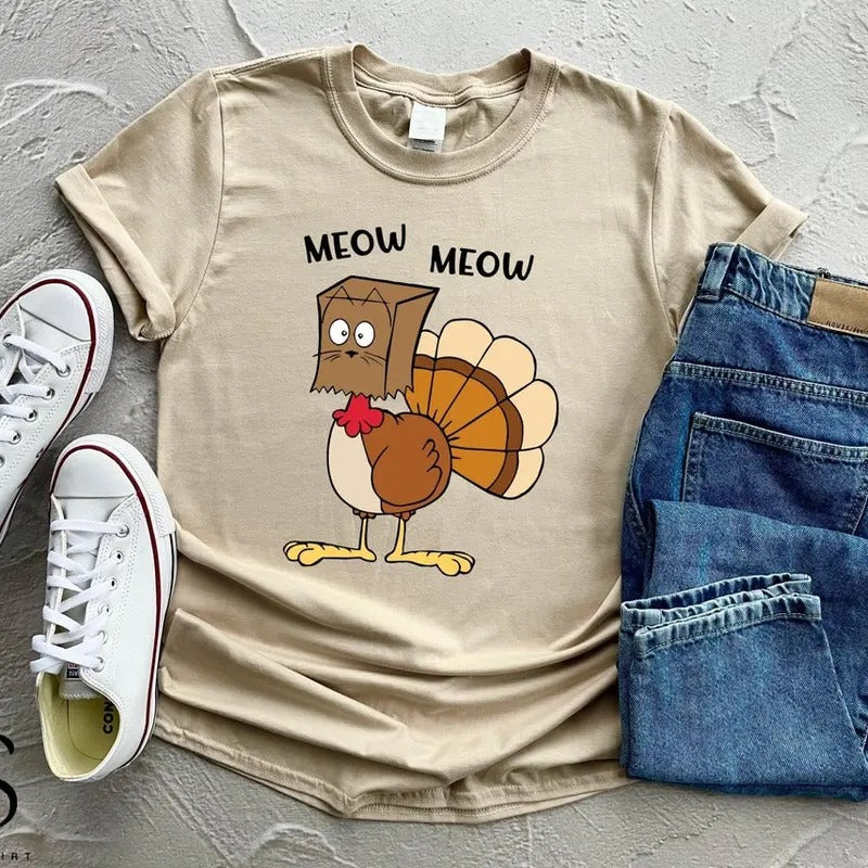 Funny Turkey Cat Shirt, Funny Thanksgiving Shirt, Pumpkin Season Shirt, Fall Shirt, Holiday Shirt, Happy Thanksgiving...