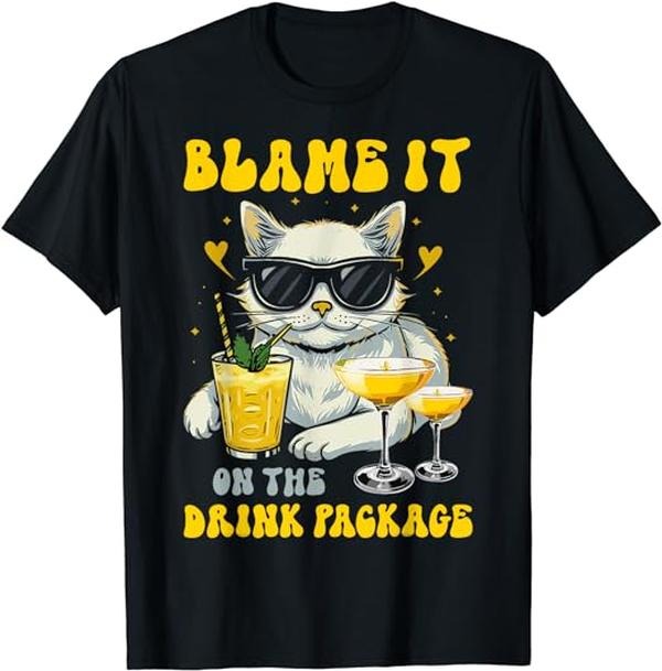 Funny Vacation Shirt Blame Drink Package Funny Cat Cruise Menswear Casual Cotton Shirt Hoodie Sweatshirt