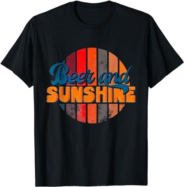 Funny Vacation Shirt, Funny Summer Vacation Beers and Sunshine Retro Beach T-Shirt Menswear Casual Cotton Hoodie Sweatshirt