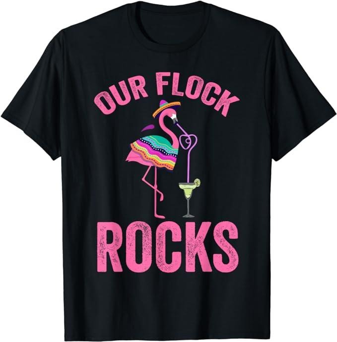 Funny Vacation Shirt Our Flock Rocks Cute Flamingo Matching Family Vacation Group Menswear Casual Cotton Shirt Hoodie Sweatshirt