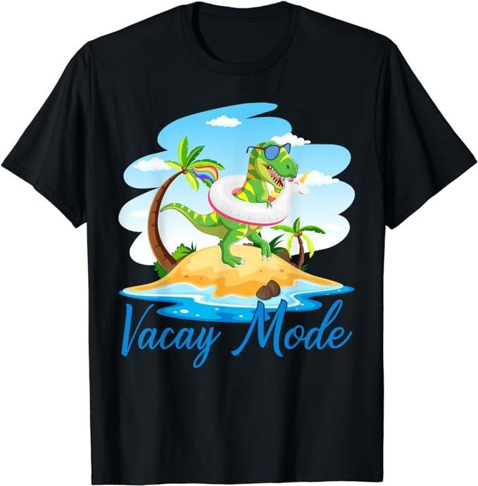 Funny Vacation Shirt, Vacay Mode Cute Dinosaur T Rex Funny Beach Family Vacation T-Shirt Menswear Casual Cotton Hoodie...