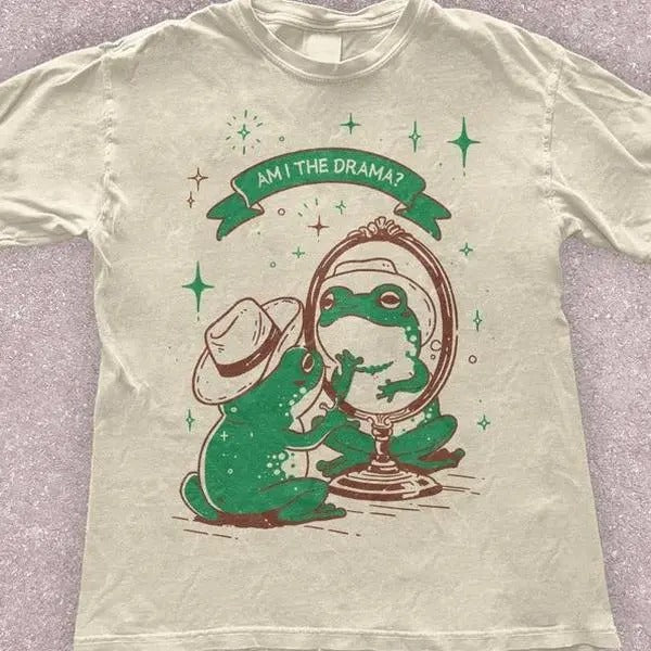 Funny Vintage Frog Am I Drama Frog Funny Retro Shirt Cute Frog Shirt Him Menswear T-Shirts, Hoodie, Sweatshirt