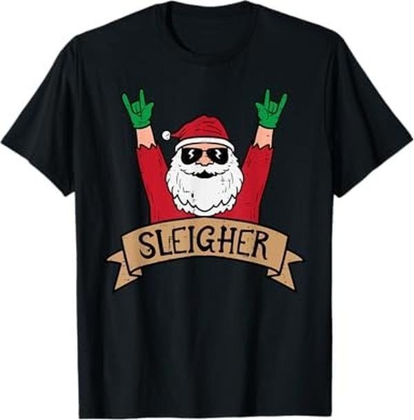 Funny Xmas Family Sleigher Santa Rock Xmas Rocker Menswear Top T-Shirts, Hoodie, Sweatshirt