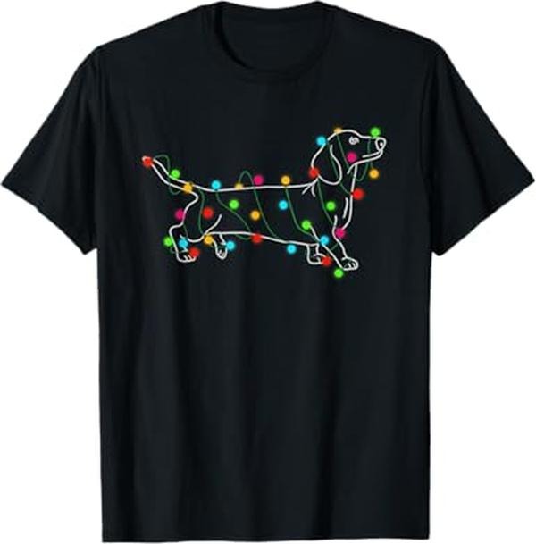 Funny Xmas Family Funny Dachshund Dog Lights Xmas Menswear Top Shirt Hoodie Sweatshirt