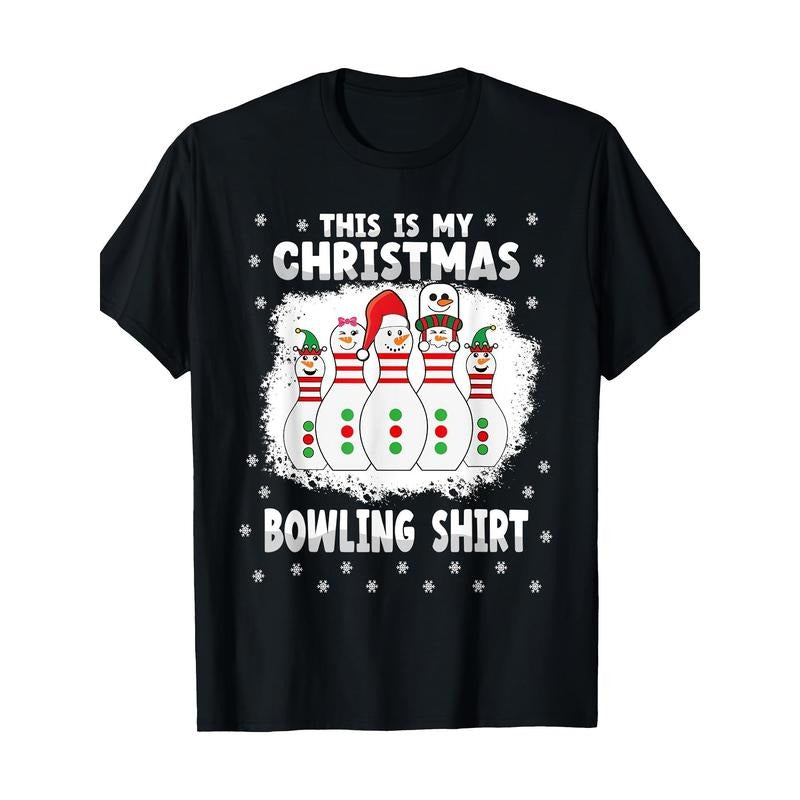 Funny Xmas This Is My Christmas Bowling Shirt Snow Christmas- 220g -100% Cotton - T-Shirt made in usa Hoodie Sweatshirt