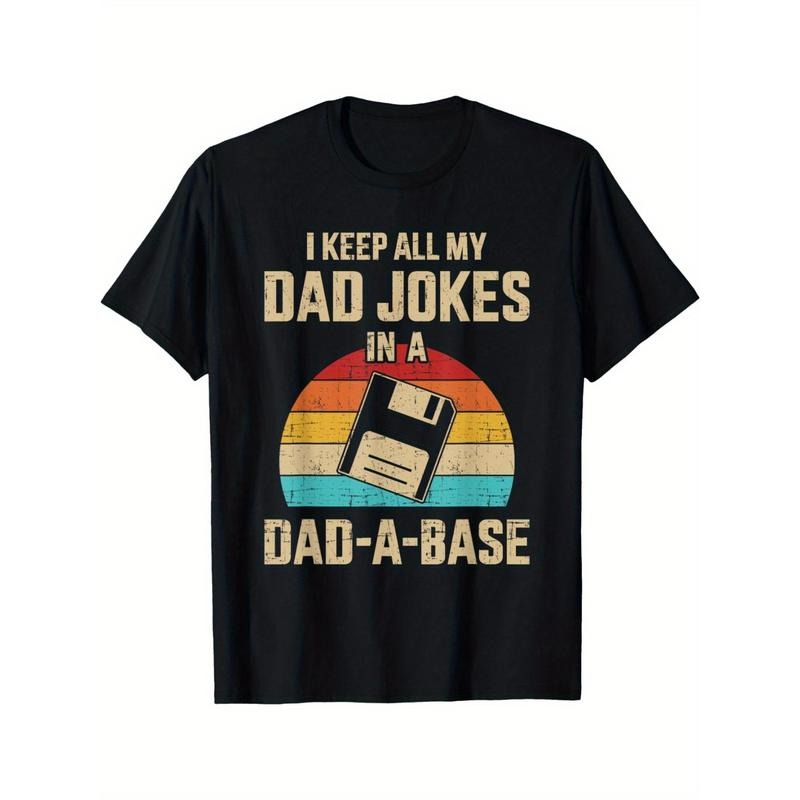Funny dad jokes in dad-a-base vintage for father's day Men's Classic Fit Short Sleeve T-Shirt 100% Cotton made in usa...