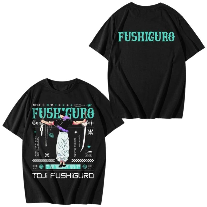 Fushiguro Toji Shirt, Jujutsu Kaisen Vintage Shirt Crew Neck Black Oversized Casual Top with Classic Design Hoodie Sweatshirt