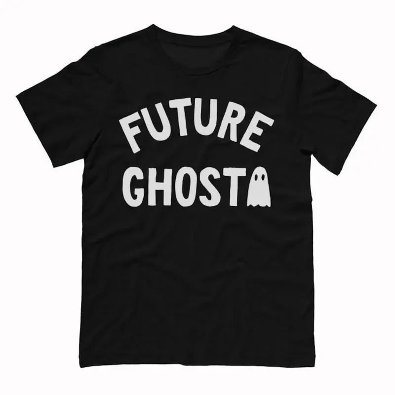 Future Ghost Black Unisex T-Shirt, Trendy Halloween Shirt, Festive, Funny Graphic Tee Hoodie Sweatshirt | PrintMintTees.com