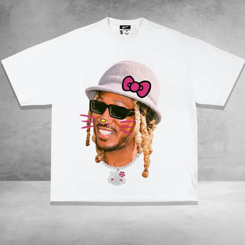 Futuree Kitty T-shirt Big face Graphic Tee Hoodie Sweatshirt | PrintMintTees.com