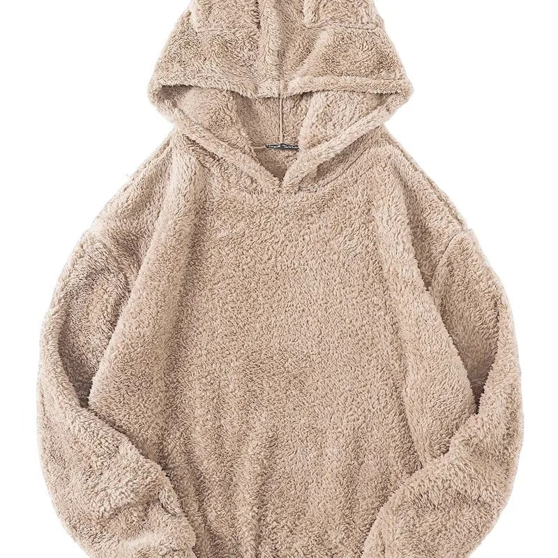 Fuzzy Long Sleeve Pullovers Hoodie Cute Teddy Bear Hooded Sweatshirt Shirt | PrintMintTees.com