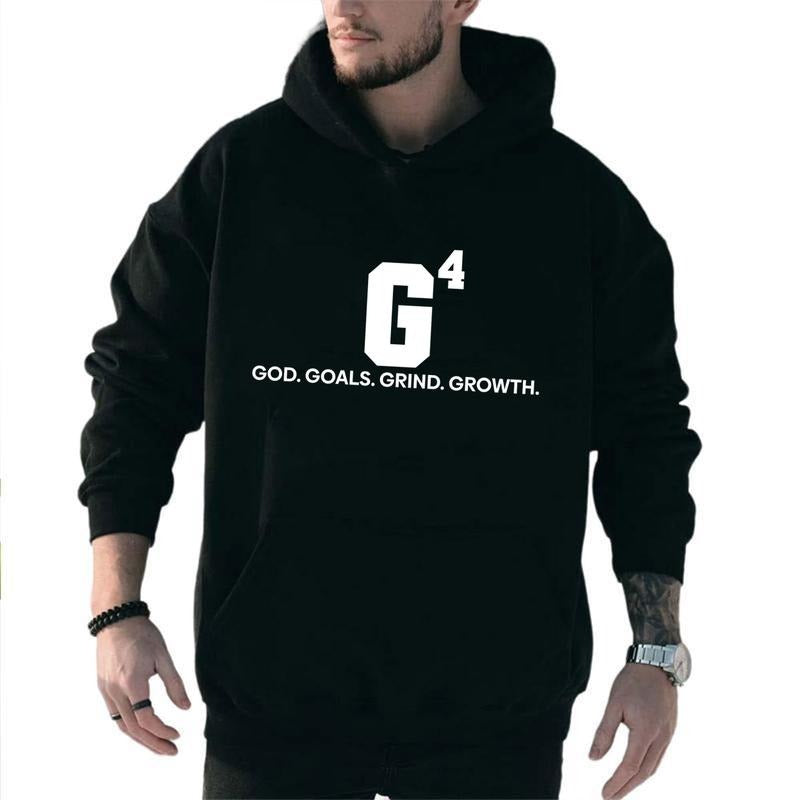 G4 God Goals Grind Growth Funny Christian Graphic Hoodie Fleece Fabric Casual Hooded Sweatshirt Trendy Tops Perfect Gift...