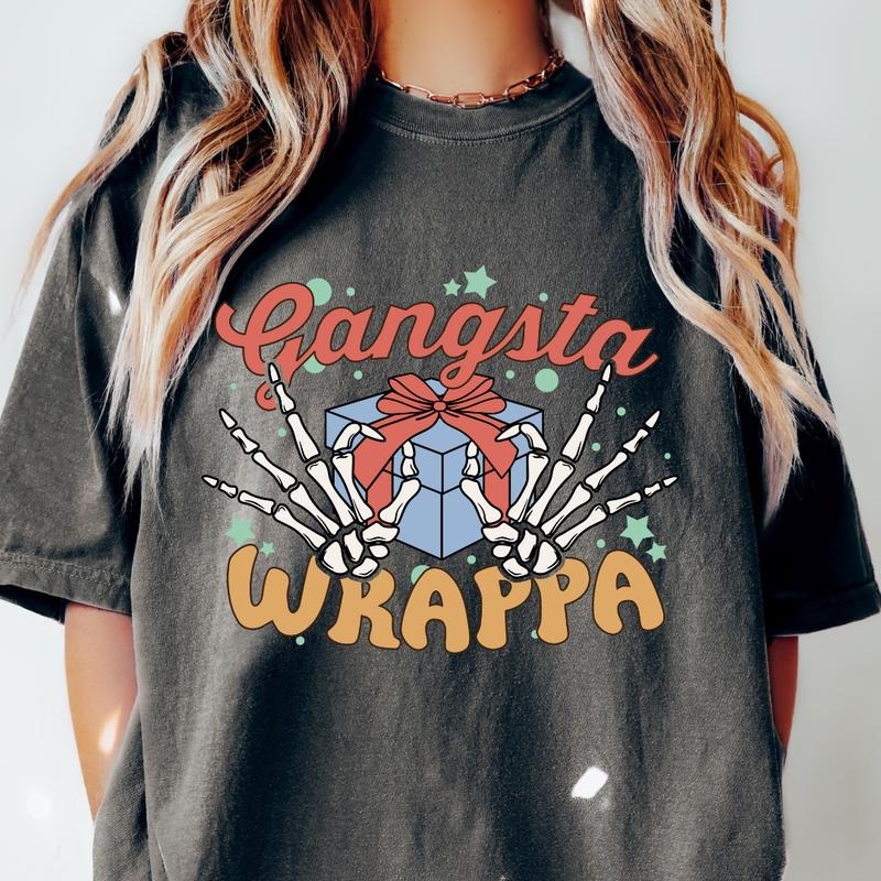 GANGSTA WRAPPA T-SHIRT (COMFORT COLORS T-SHIRT, CASUAL SHIRT UNISEX, CHRISTMAS CLOTHING, GRAPHIC APPAREL, HOLIDAY SHIRT)...