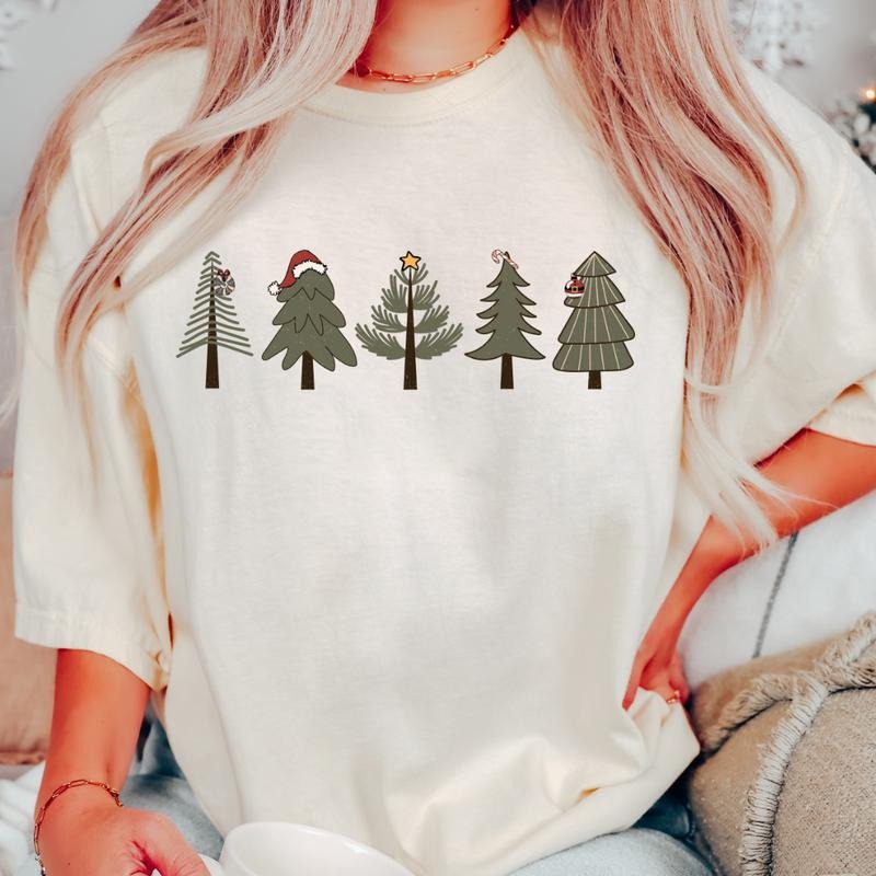 GREEN CHRISTMAS TREE T-SHIRT (COMFORT COLORS T-SHIRT, CASUAL SHIRT UNISEX, CHRISTMAS CLOTHING, GRAPHIC APPAREL, HOLIDAY...
