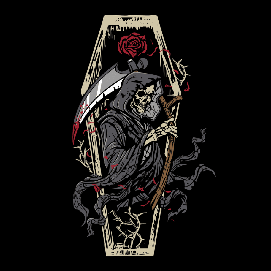 Women's Grim Reaper V-Neck - Black
