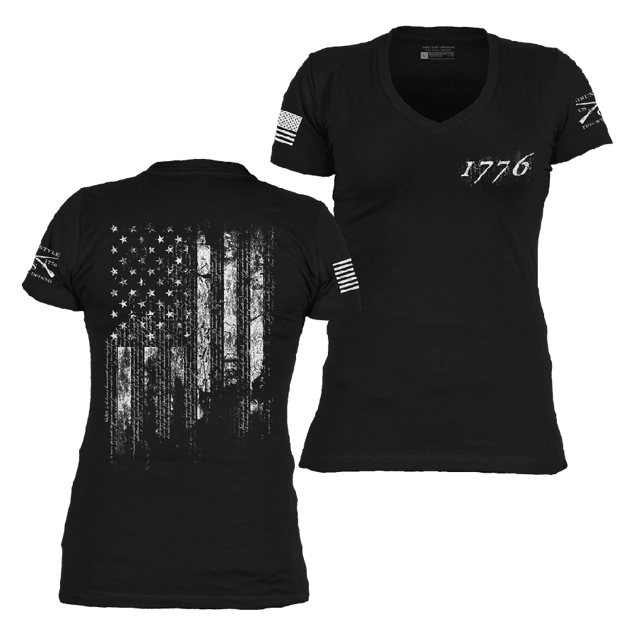 Women's 1776 Flag V-Neck - Black