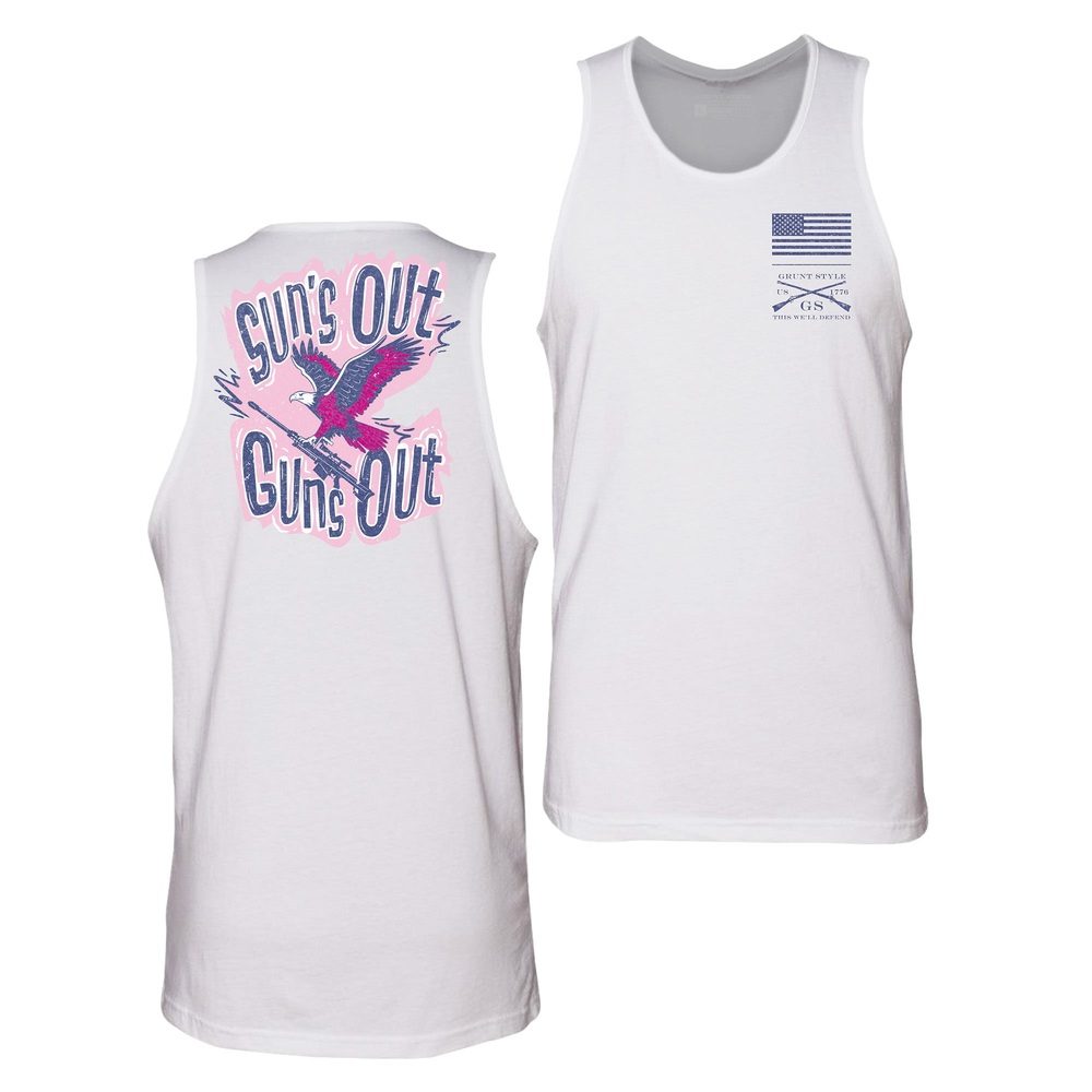 Men's Sun Out, Guns Out Tank - White