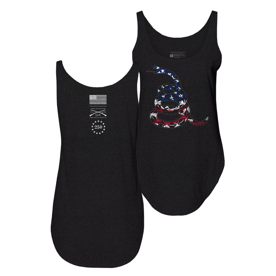 Women's Freedom Gadsden Flowy Tank - Black