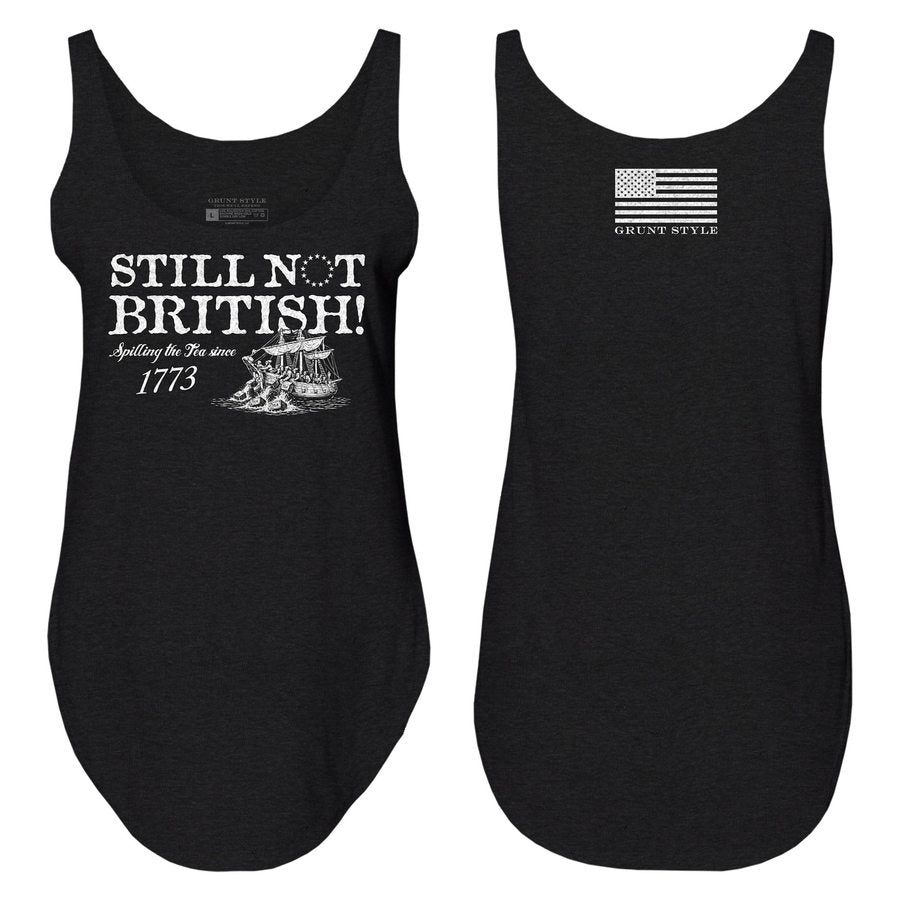 Women's Still Not British Flowy Tank - Black