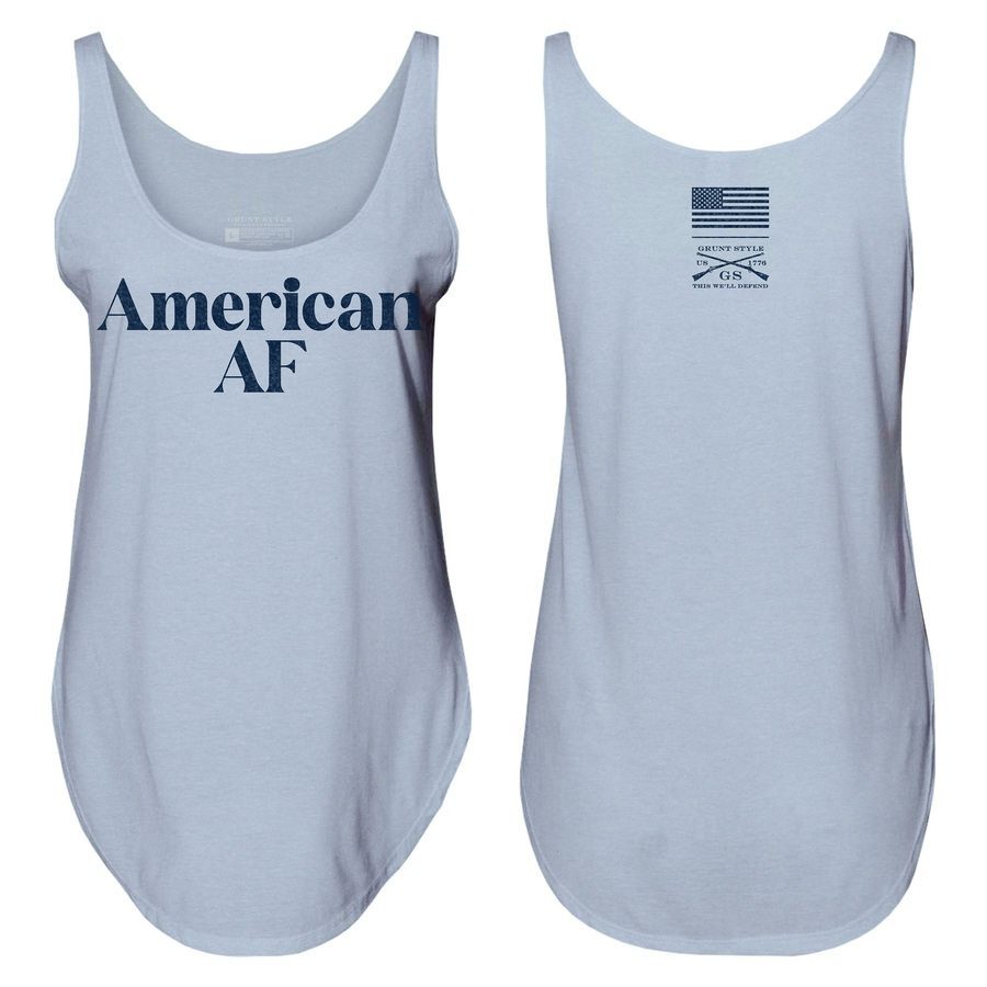 Women's American AF Flowy Tank - Stonewash Denim
